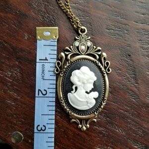 Jewelry - Black and White Cameo Long Necklace Jewelry - Black and White Cameo Long Necklace
